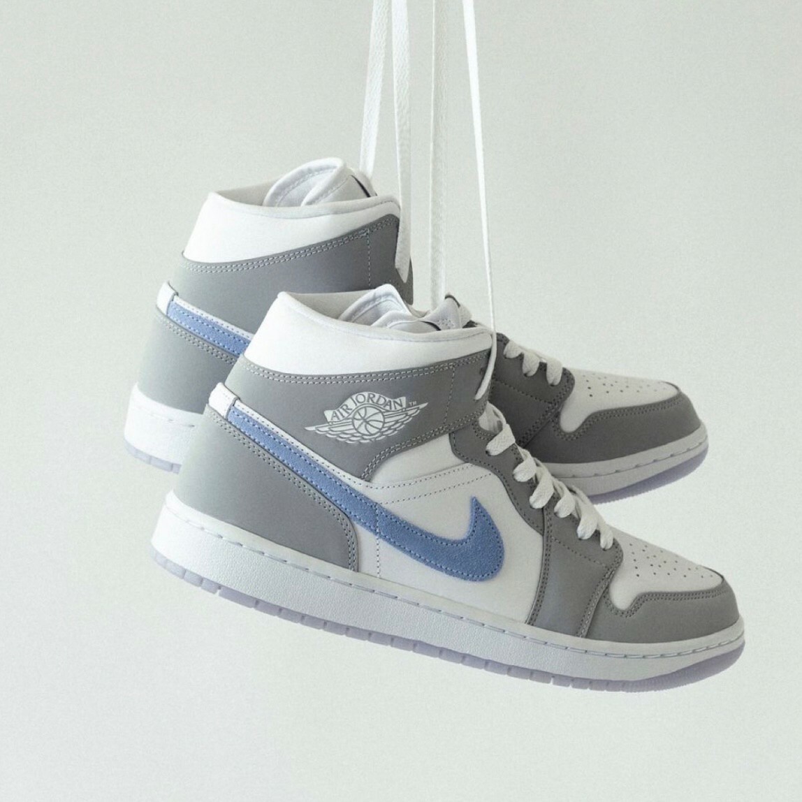 Nike Air Jordan 1 Mid "Wolf Grey" 冰藍 冰底 小dior 中筒 情侶鞋