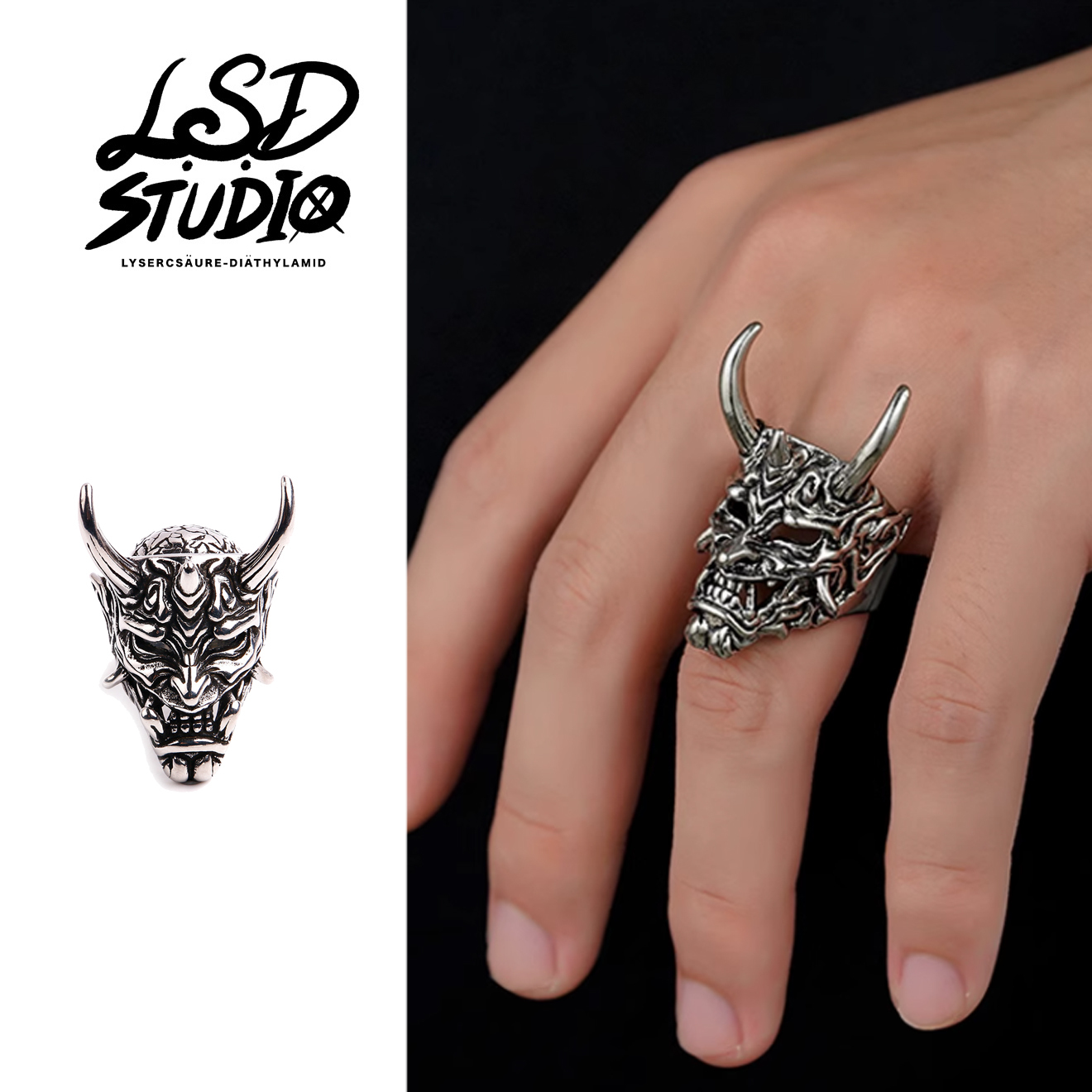 【ACCY043】鬼武士面具開口設計戒指