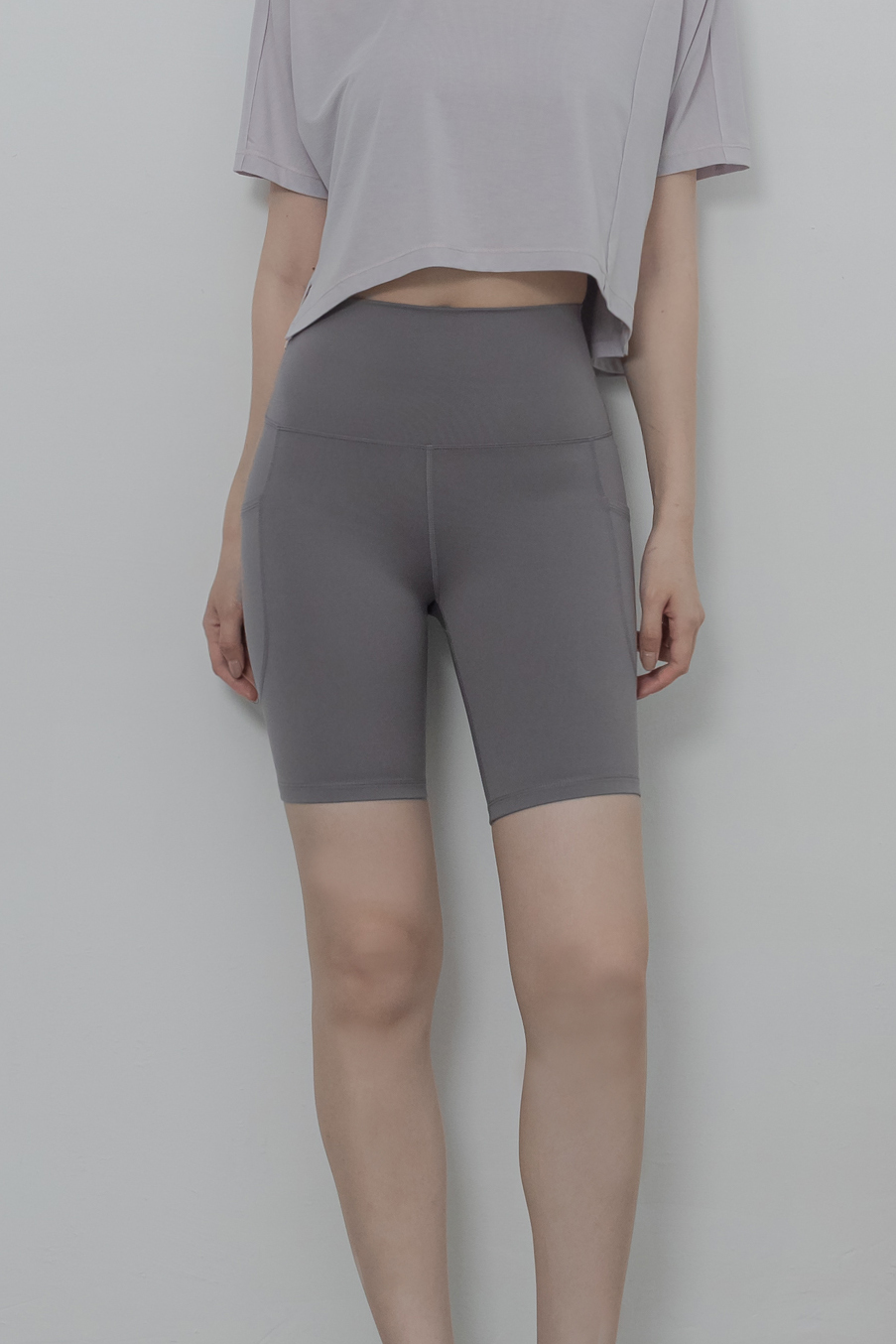 7 " Shyni Side Pockets Bike Shorts- 藕紫