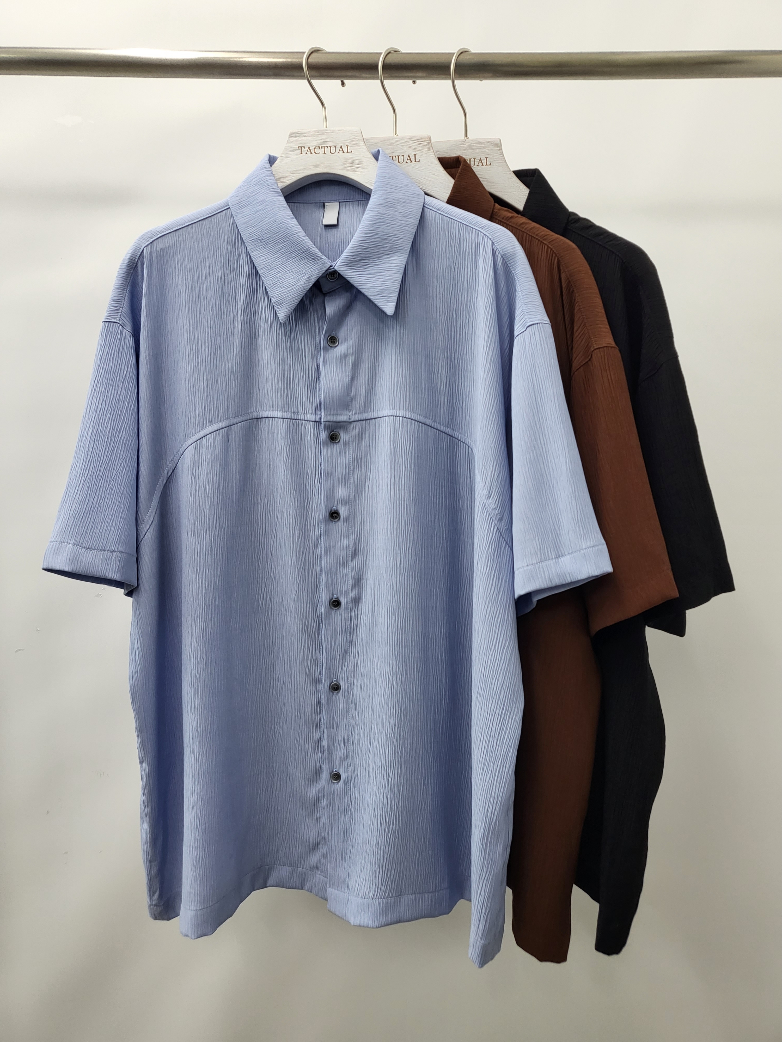 淨色暗紋短袖恤衫 S2124