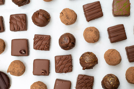 多種口味巧克力排列