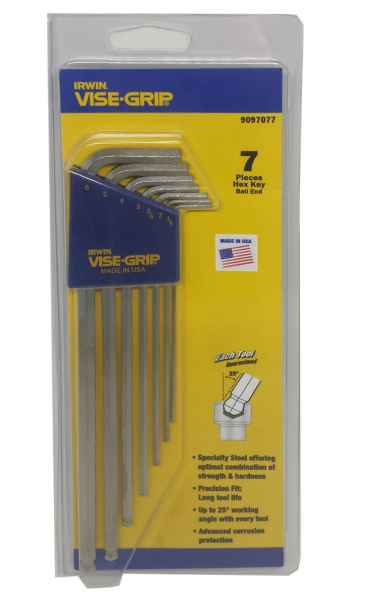 "IRWIN" 加長波頭六角匙-(白叻公制)