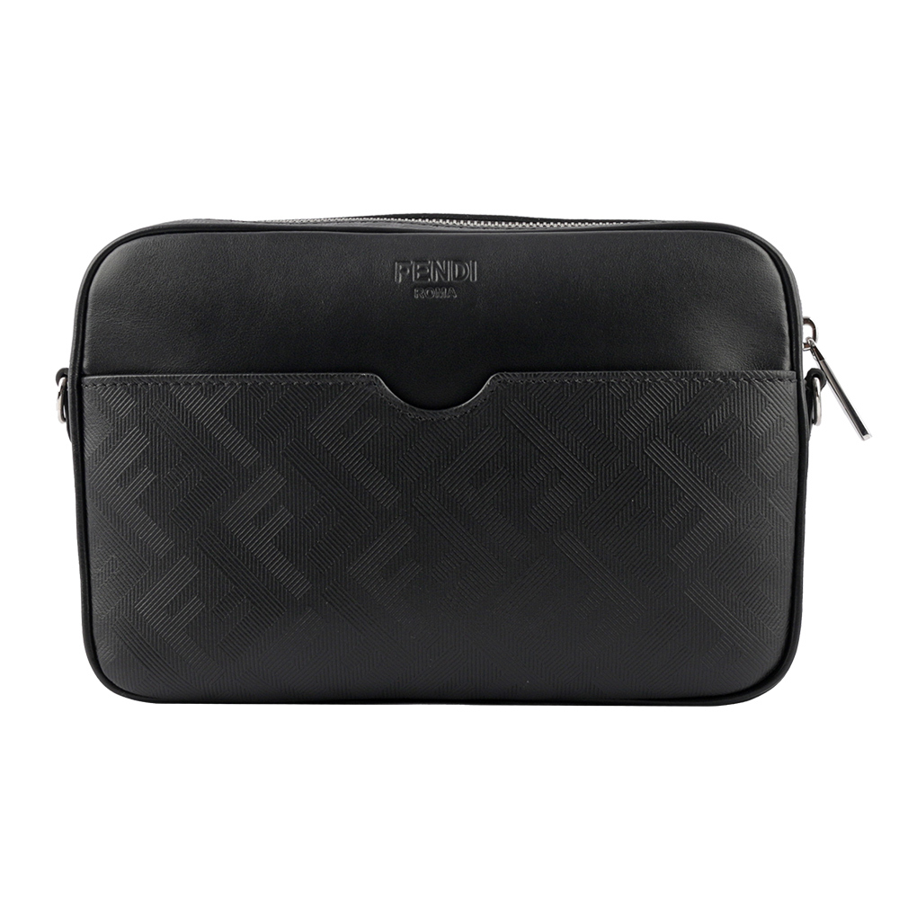 【FENDI】FF Logo Shadow 皮革相機斜背包(黑色) 7M0286 AP15 F0GXN