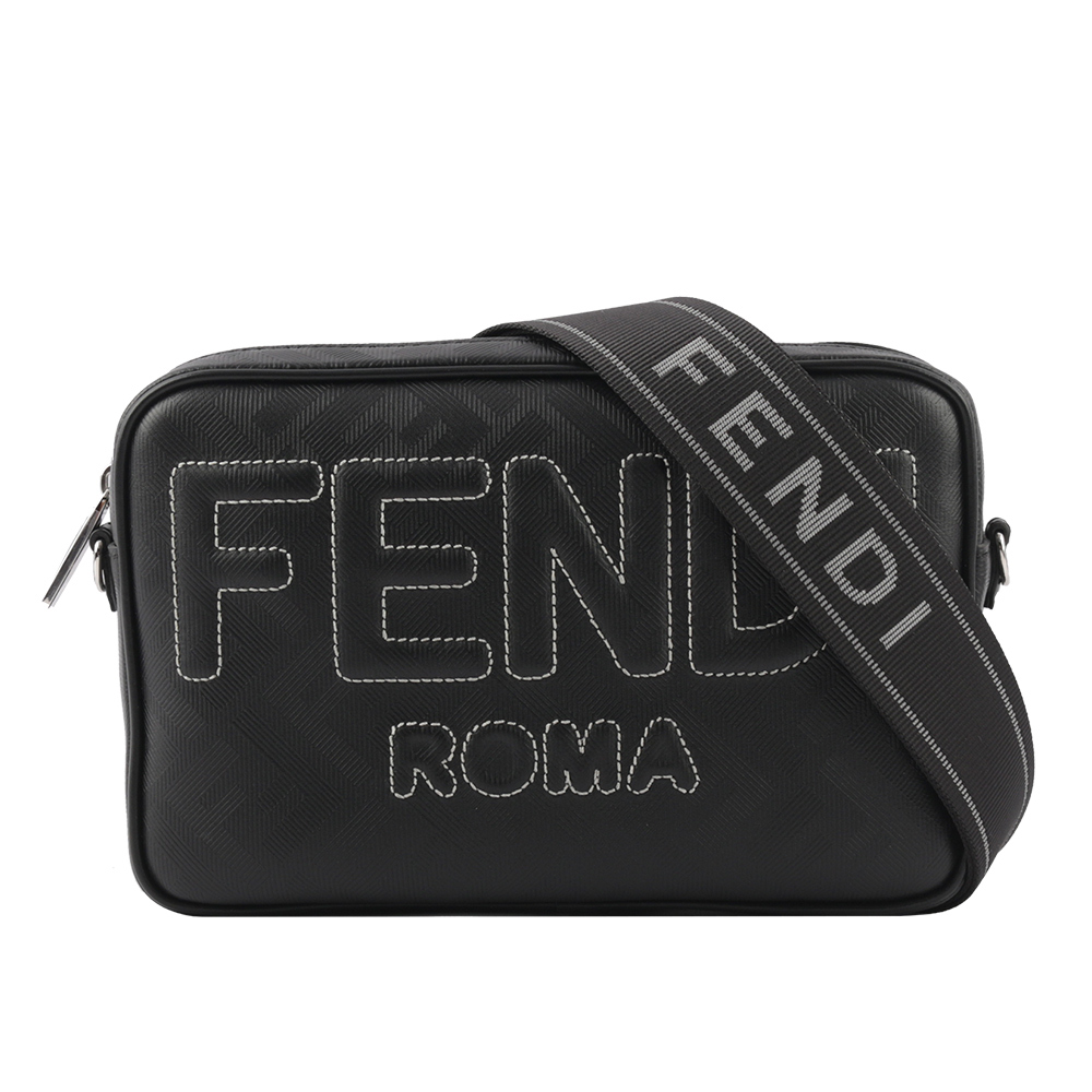 【FENDI】FF Logo Shadow 皮革相機斜背包(黑色) 7M0286 AP15 F0GXN