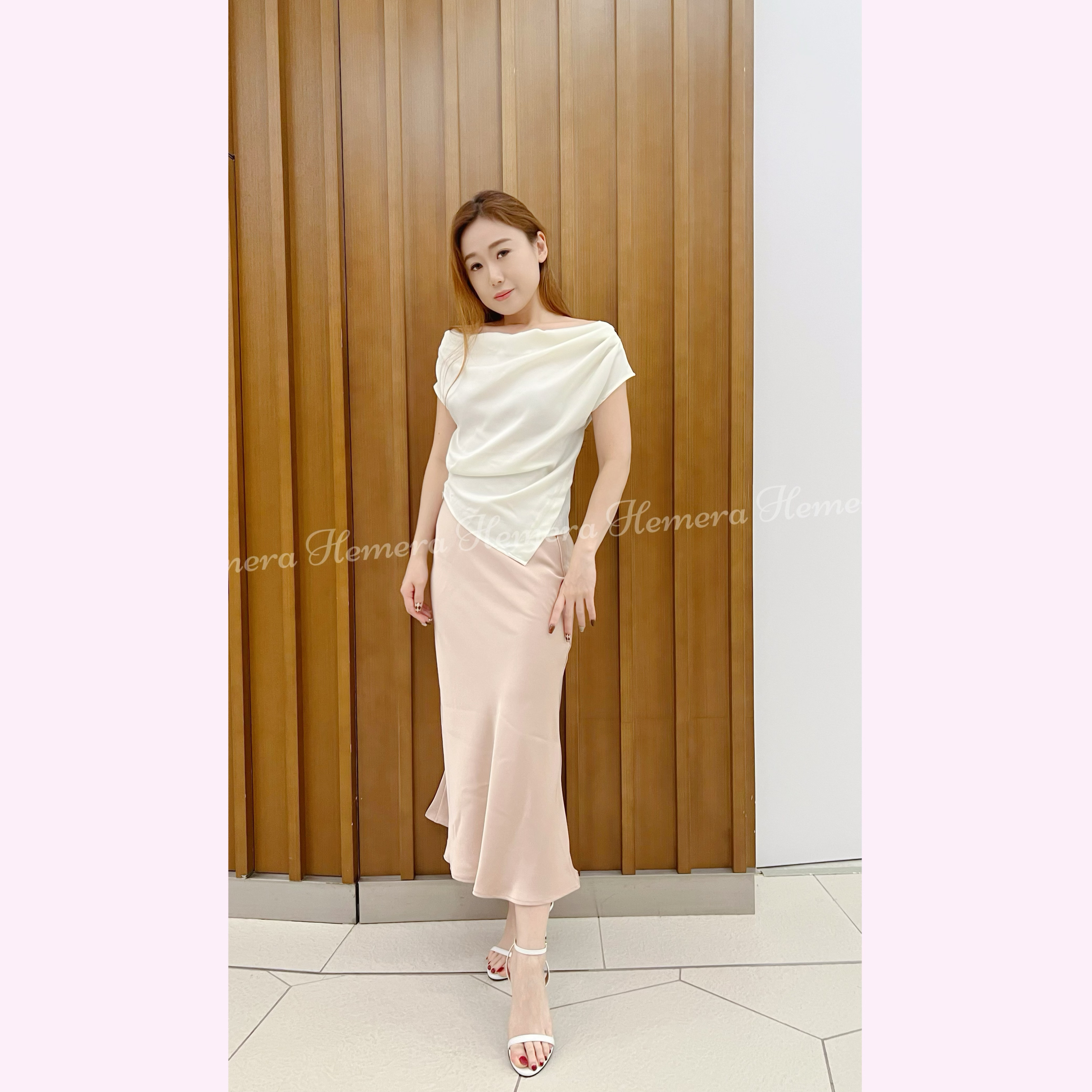 TP23S0804 絲質一字膊上身