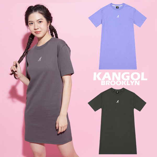 【下殺↘ $499】KANGOL 深灰 紫 連身 長版T 洋裝 女 6222158013 6222158092