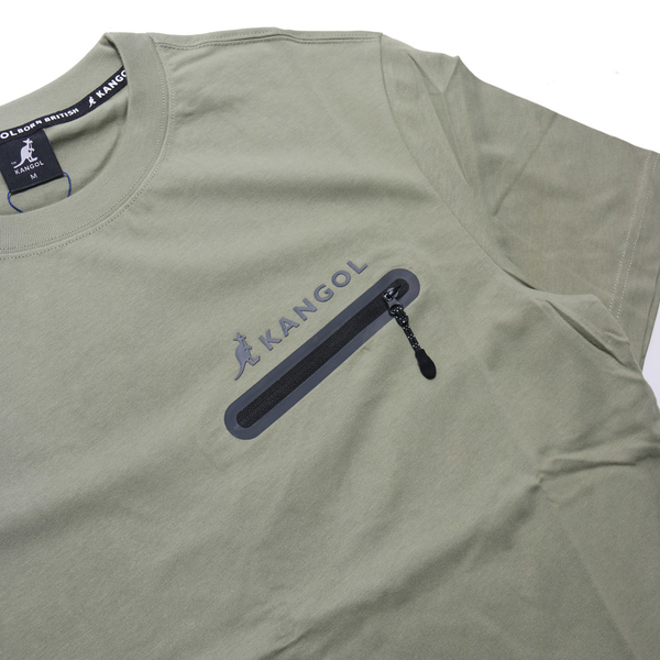 【下殺↘ $399】KANGOL 短袖 短T 草綠 拉鍊圓領T 男 6225101172