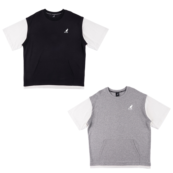 【下殺↘ $499】KANGOL 短袖 短T 厚棉 假兩件 男 6325100511 灰 6325100520 黑