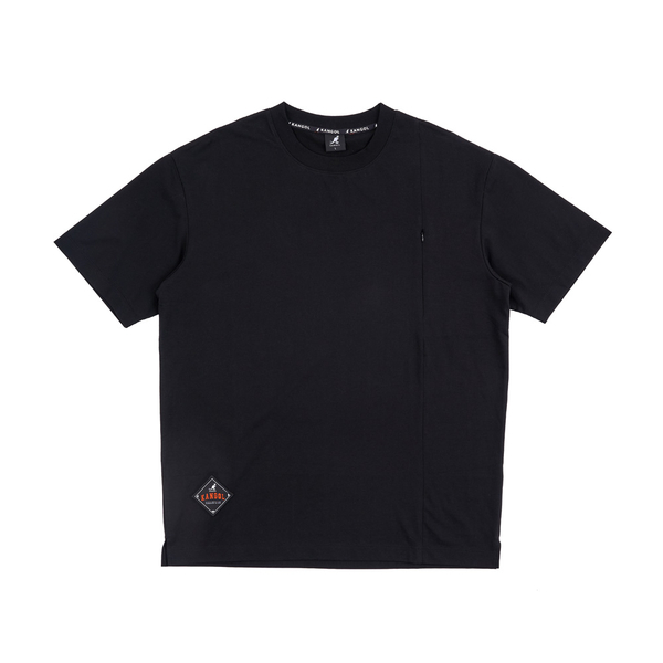 KANGOL 短袖 短T 黑 胸前拉鍊口袋 袋鼠 上衣 中性 6325100920