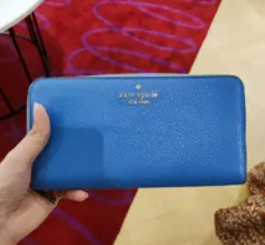 [S] KATE SPADE WLR00392 LEILA PEBBLED LEATHER LARGE CONTINENTAL WALLET,FRESH BLUE, 196021273124 (SKS720)
