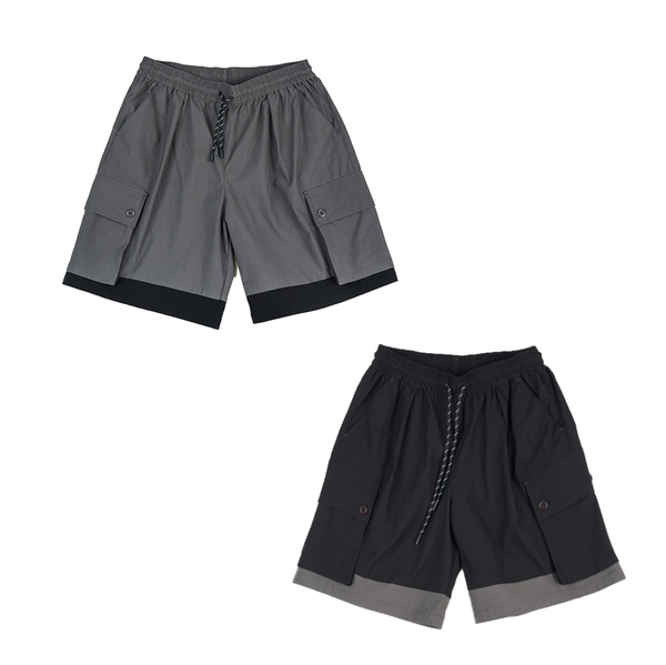 【下殺↘ $499】KANGOL 短褲 深灰 黑 拼接 口袋 休閒短褲 男 63251523-
