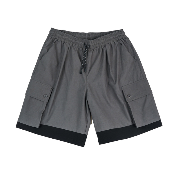 【下殺↘ $499】KANGOL 短褲 深灰 黑 拼接 口袋 休閒短褲 男 63251523-