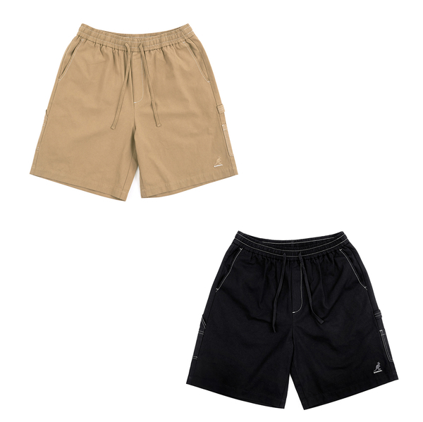 【下殺↘ $599】KANGOL 短褲 卡其 黑 車線 工作褲 休閒短褲 男 63251540-