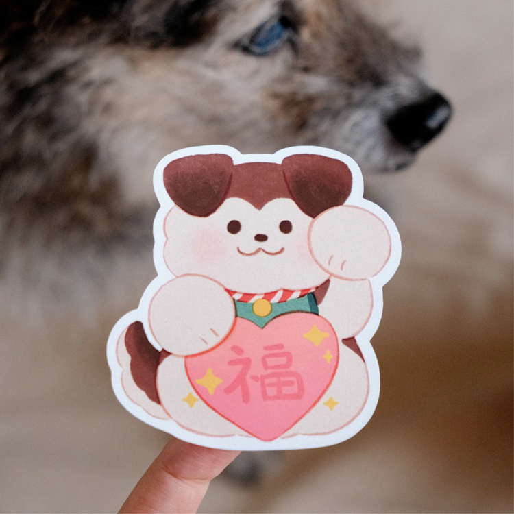 Hoi ホーイ｜絕版｜防水大貼紙｜招財招福咚粒｜招福粒粒