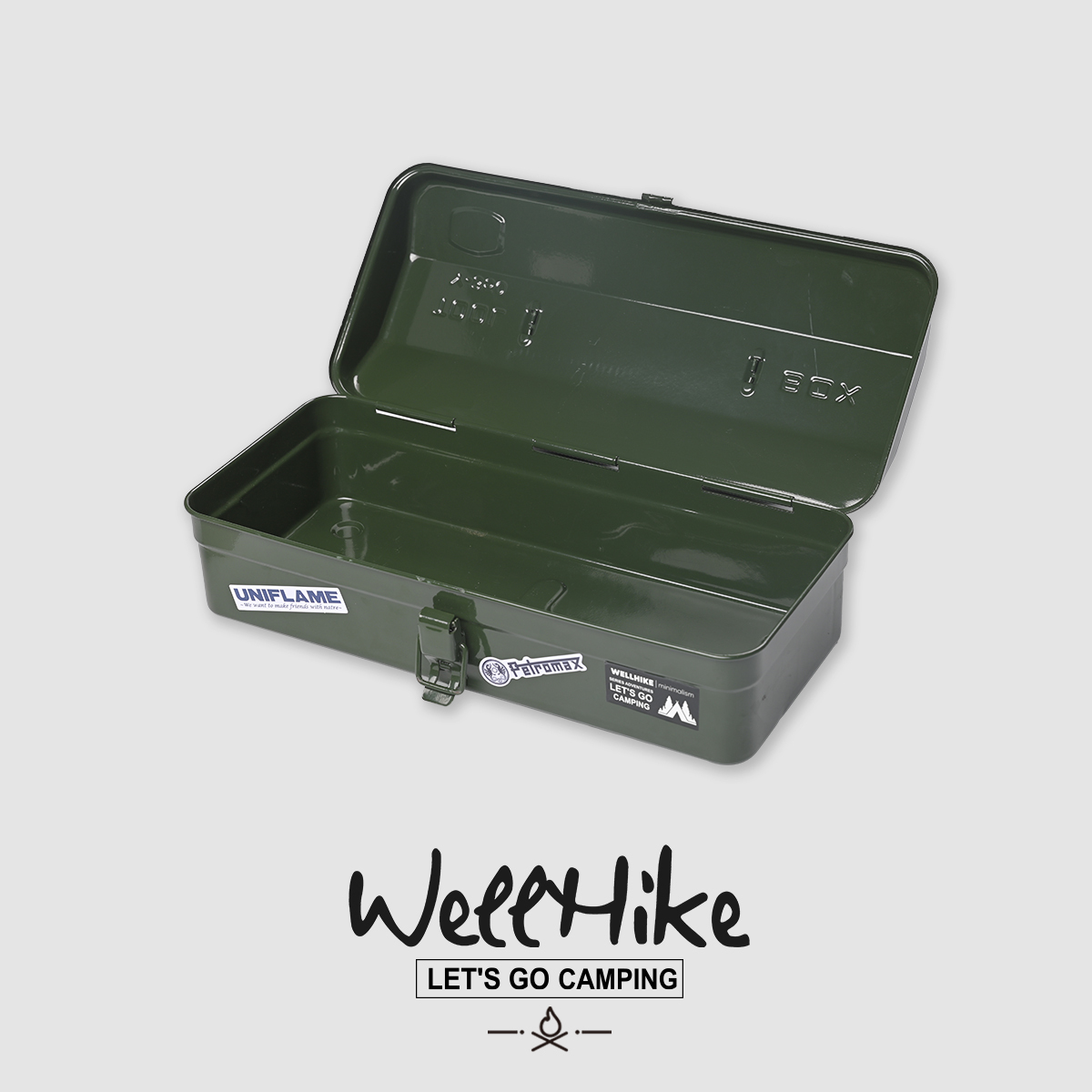 Wellhike 山形戶外工具箱｜地釘營釘槌子餐具｜戰術收納整理鐵盒工具箱