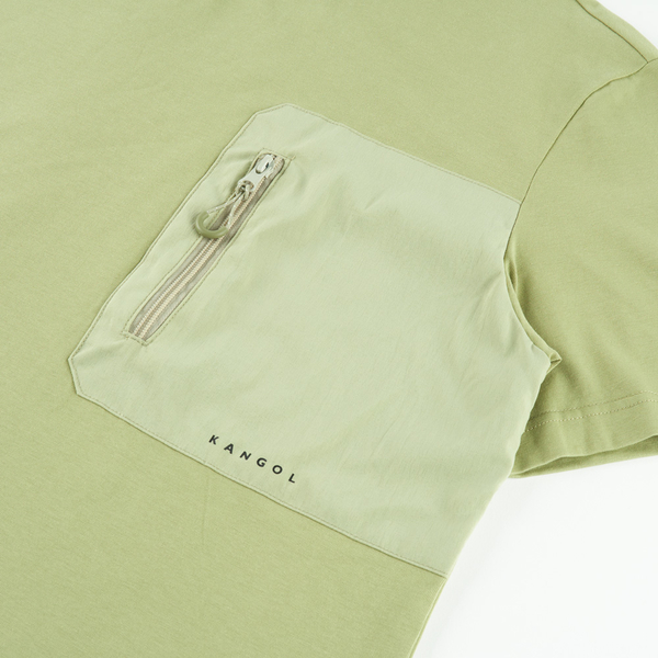 【下殺↘ $499】KANGOL 短袖 短T 黑 綠 拉鍊口袋 寬版 上衣 中性 63251016-