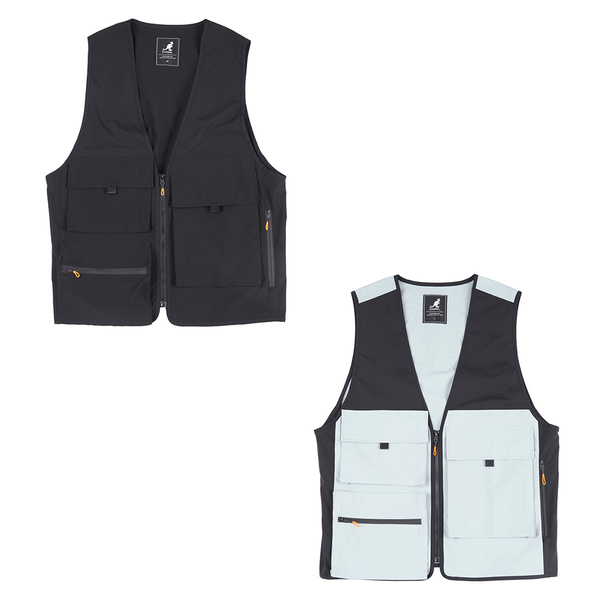 【下殺↘ $599】KANGOL 背心 灰 黑 休閒 露營風 口袋 工裝背心 男 63251480-