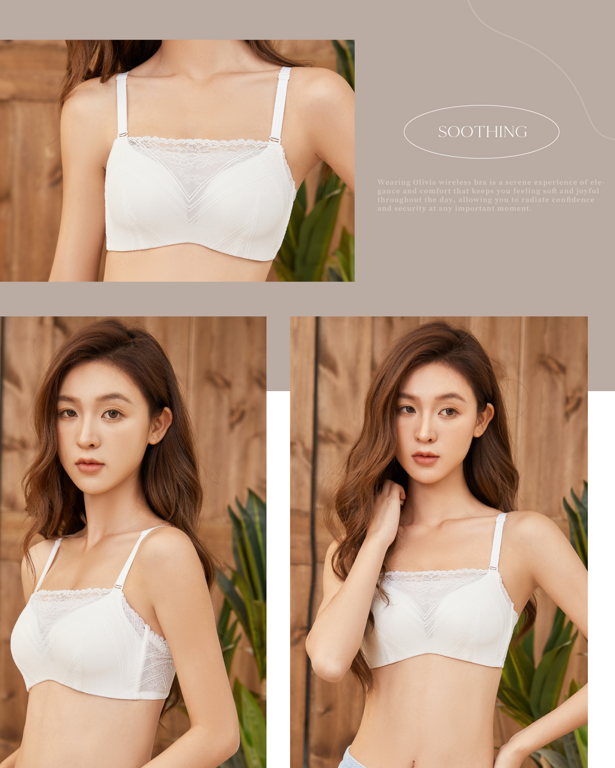 【恬然系列】無鋼圈蕾絲平口集中內衣|Olivia無鋼圈內衣、Olivia內衣褲
