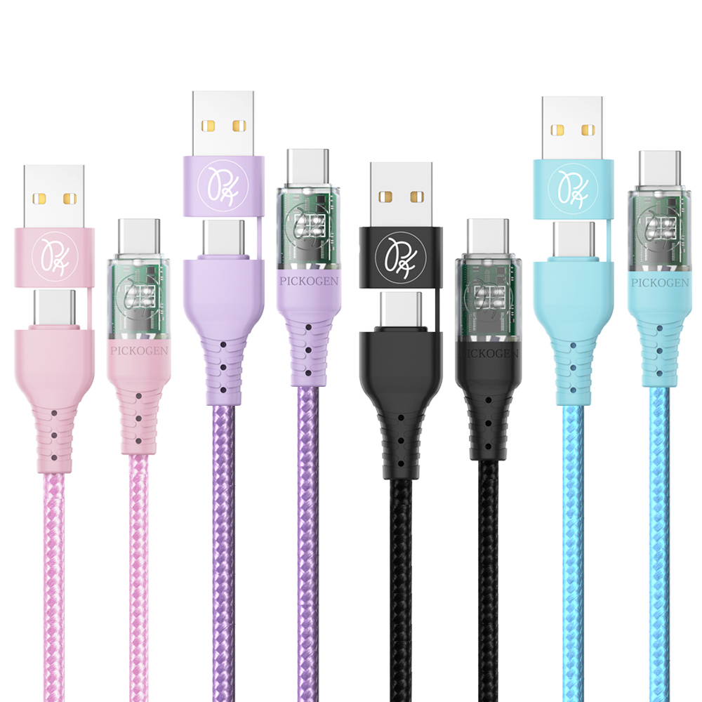 PICKOGEN 皮克全 二合一 雙Type-C/USB-A TO Type-C PD充電線傳輸線 智能斷電  閃速 1.8M