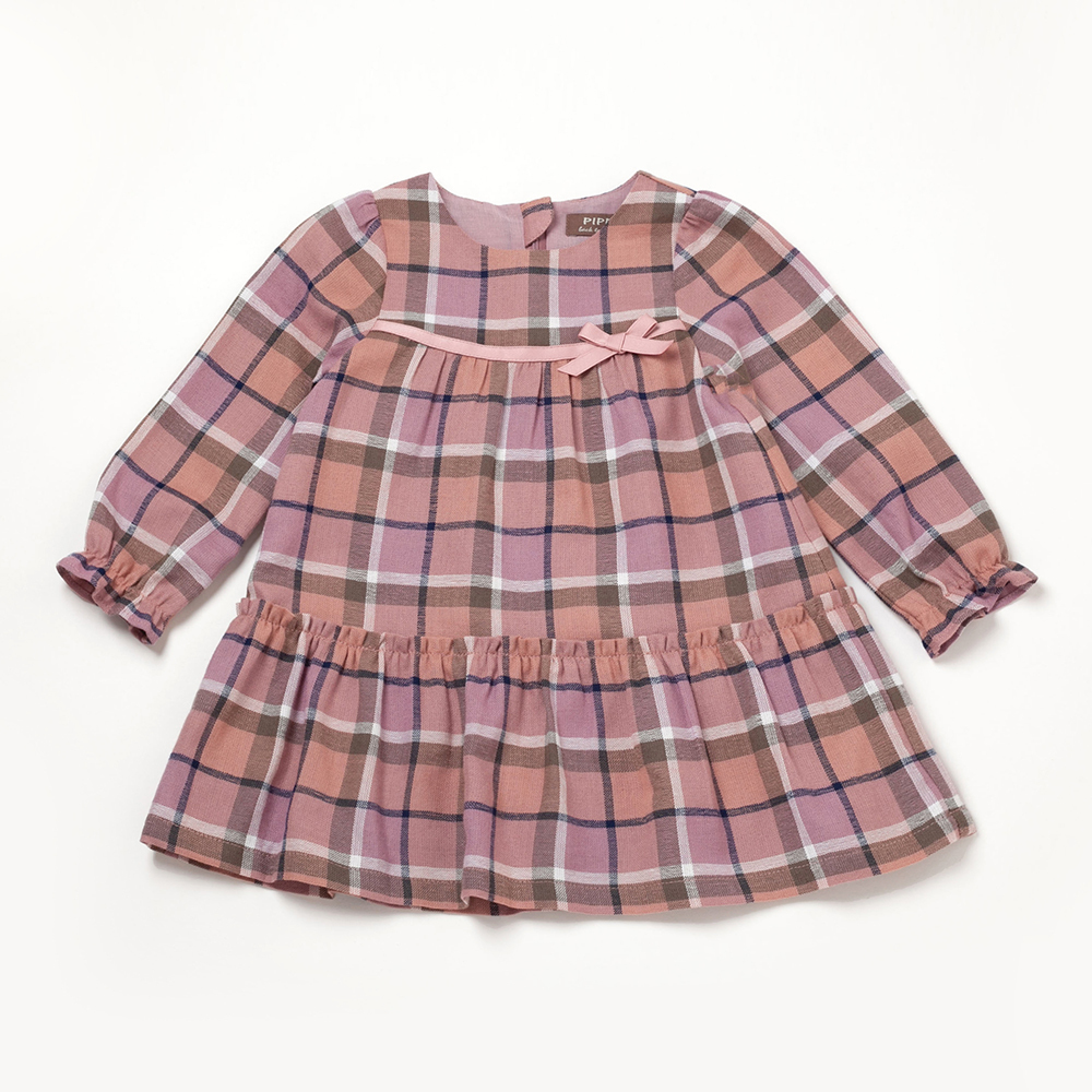 PIPPY 經典格紋連身裙洋裝 粉