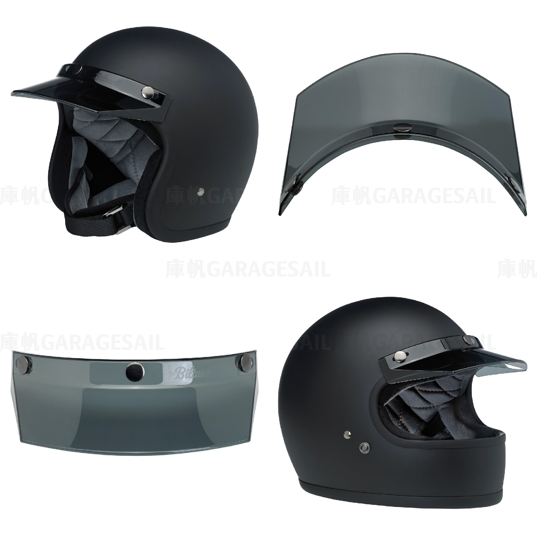 Biltwell 復古 三釦 Moto 帽簷 半透明 - 墨黑