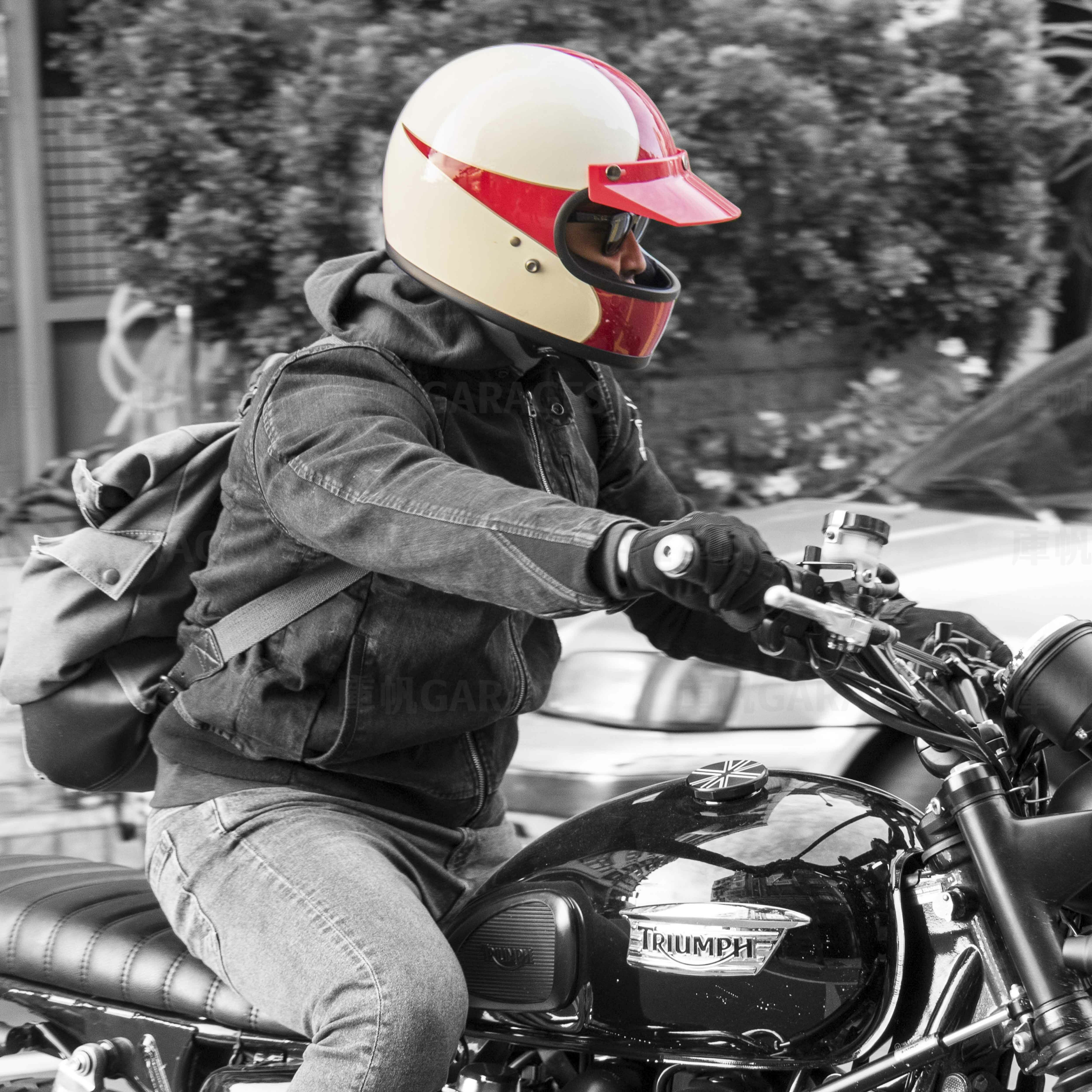 Biltwell 復古 三釦 Moto 帽簷 - 紅