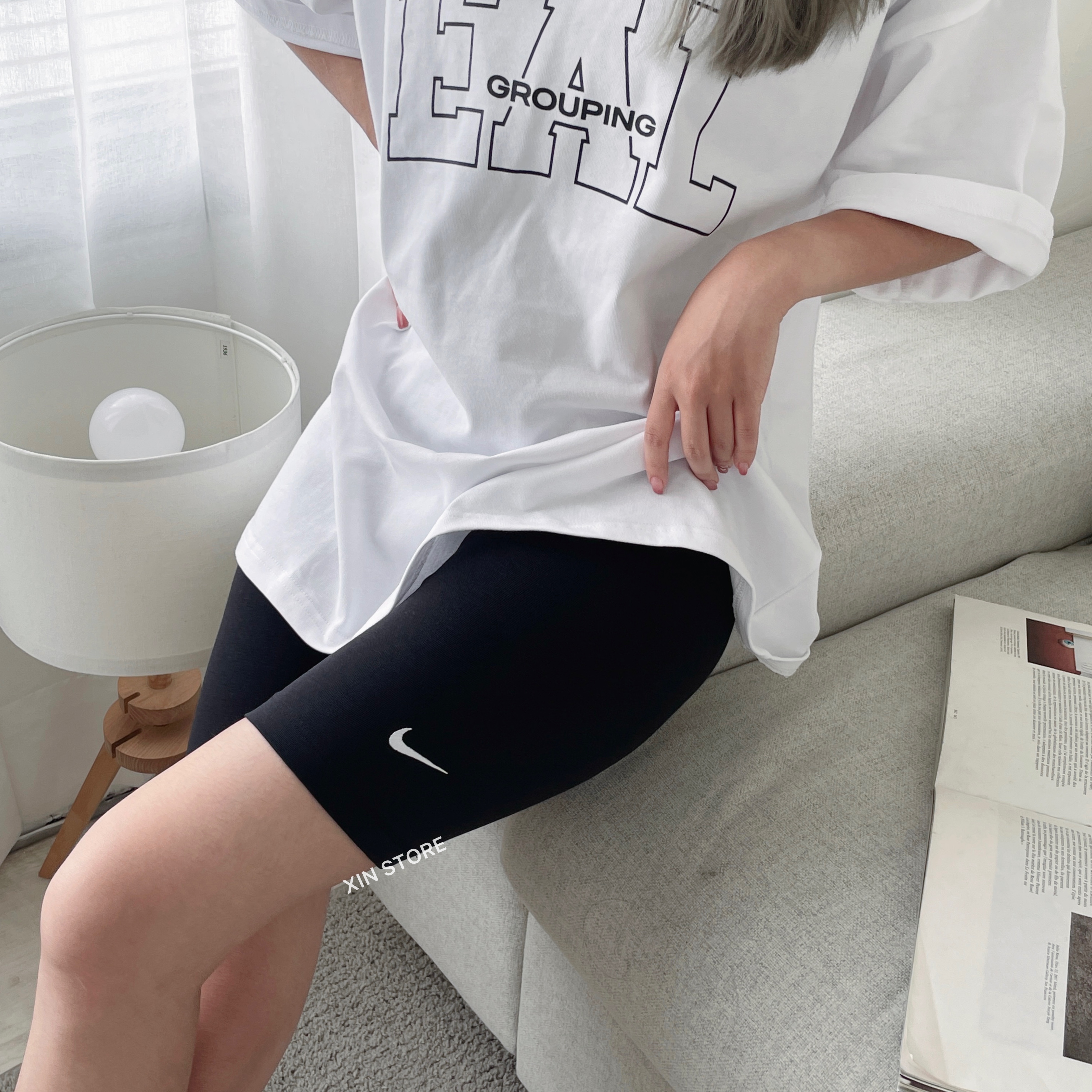 【現貨】Nike Nsw 小勾 五分褲 單車褲 韓國 健身 瑜珈褲 馬褲 緊身短褲 黑