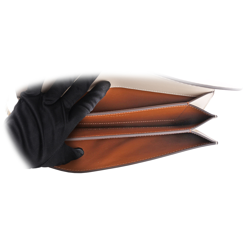 【TORY BURCH】Eleanor 大標誌牛皮肩背鍊包/手拿包(奶油白) 148608 122