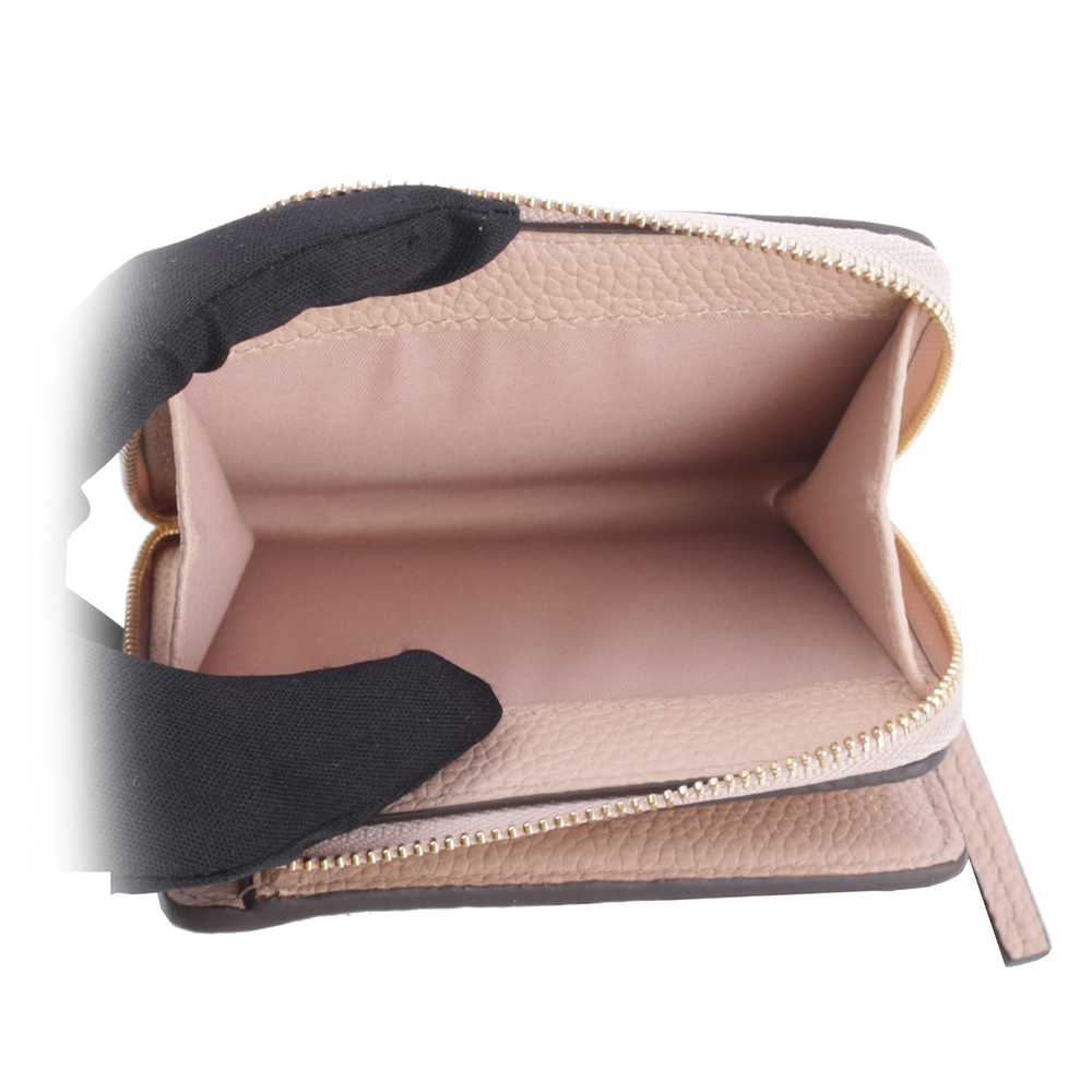 【TORY BURCH】McGRAW 牛皮暗釦拉鍊零錢袋短夾(沙色) 64522 927