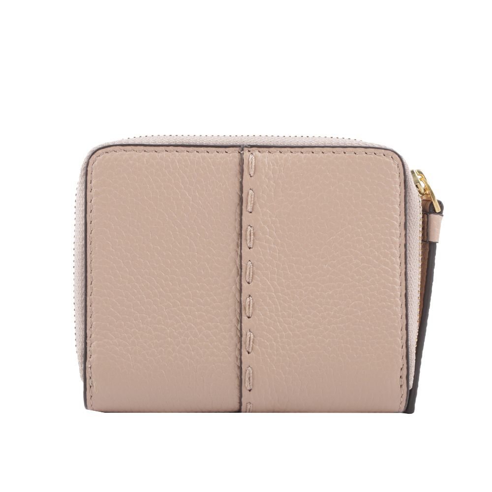 【TORY BURCH】McGRAW 牛皮暗釦拉鍊零錢袋短夾(沙色) 64522 927