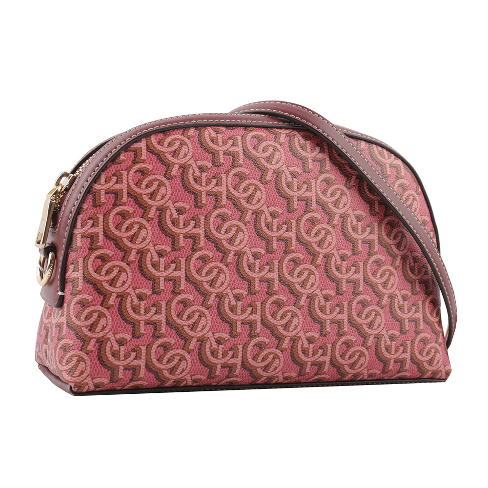 【COACH】Madi Monogram 塗層帆布拼皮革拉鍊貝殼包