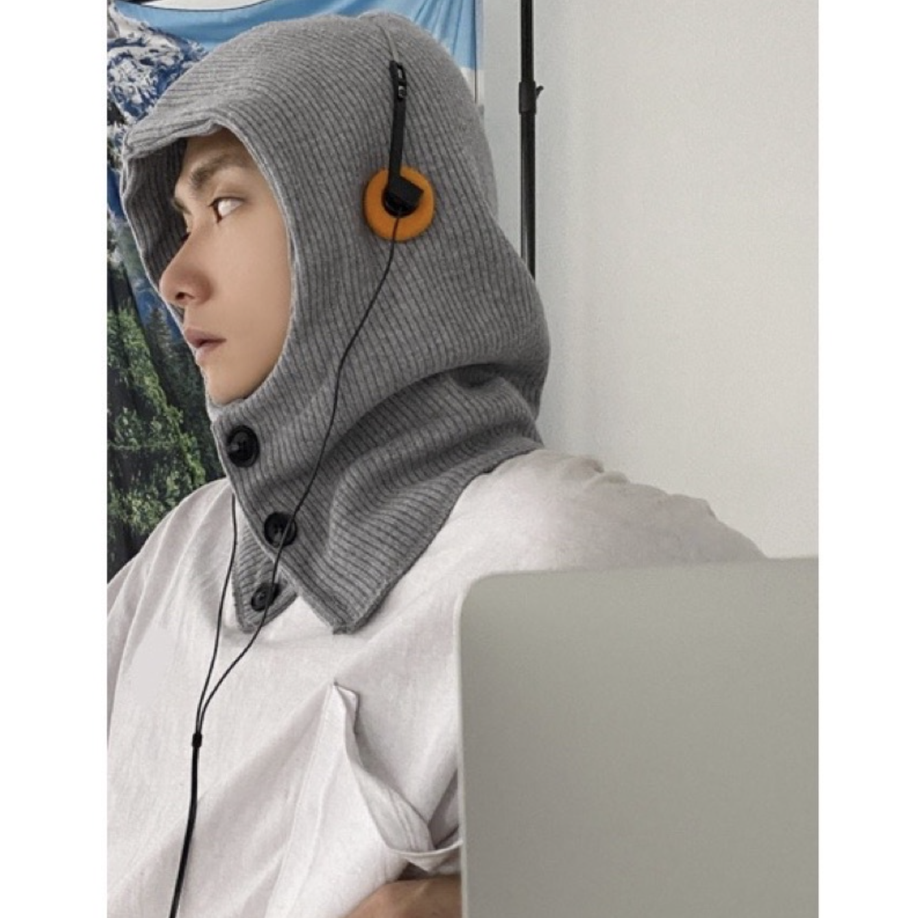 🇰🇷韓國 HOLYINCODE (SALE)  鈕扣 個性 巴拉克拉法帽 小偷帽 帽子 毛帽