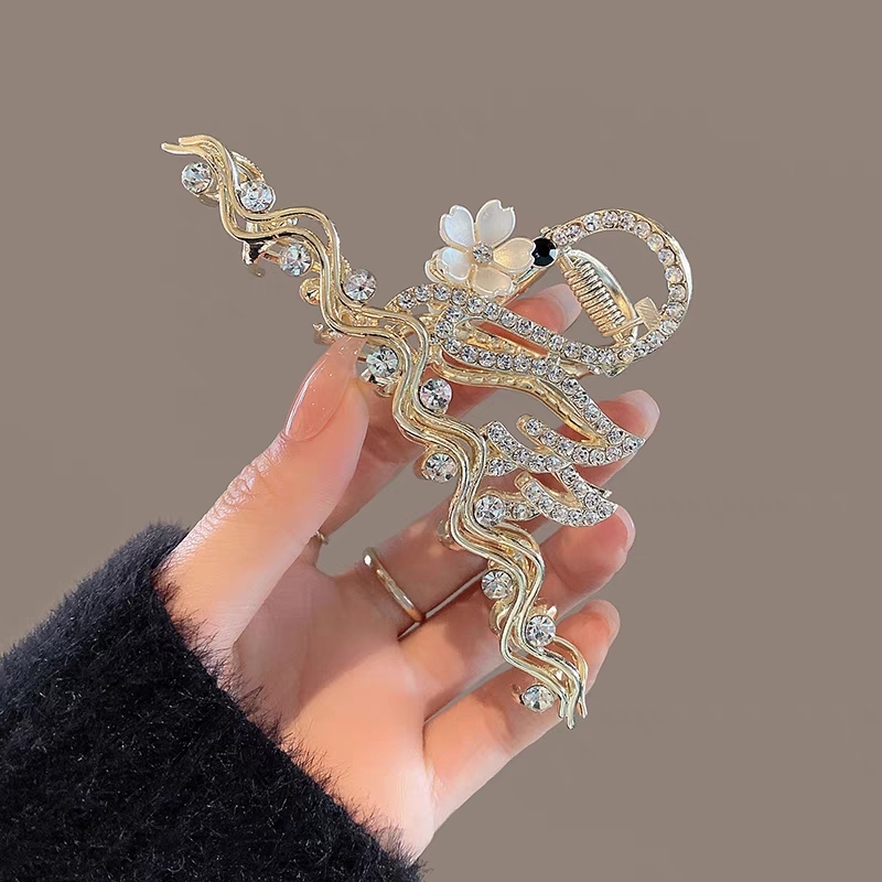 Temperament Full Diamond Swan Plate Hair Claw