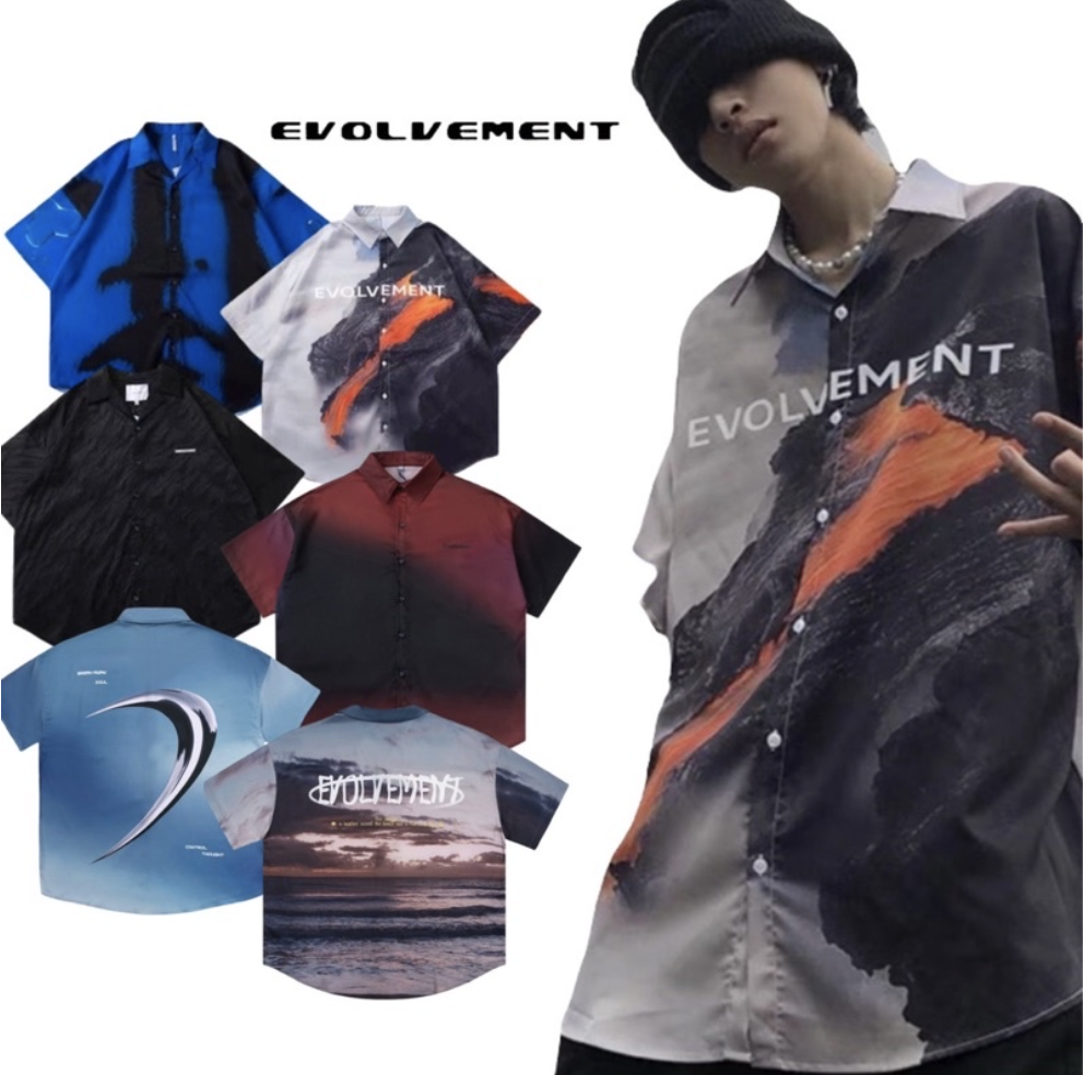 EVOLVEMENT EVO (SALE) 滿版圖片設計系列短襯 短袖 襯衫 油畫 火山 短袖