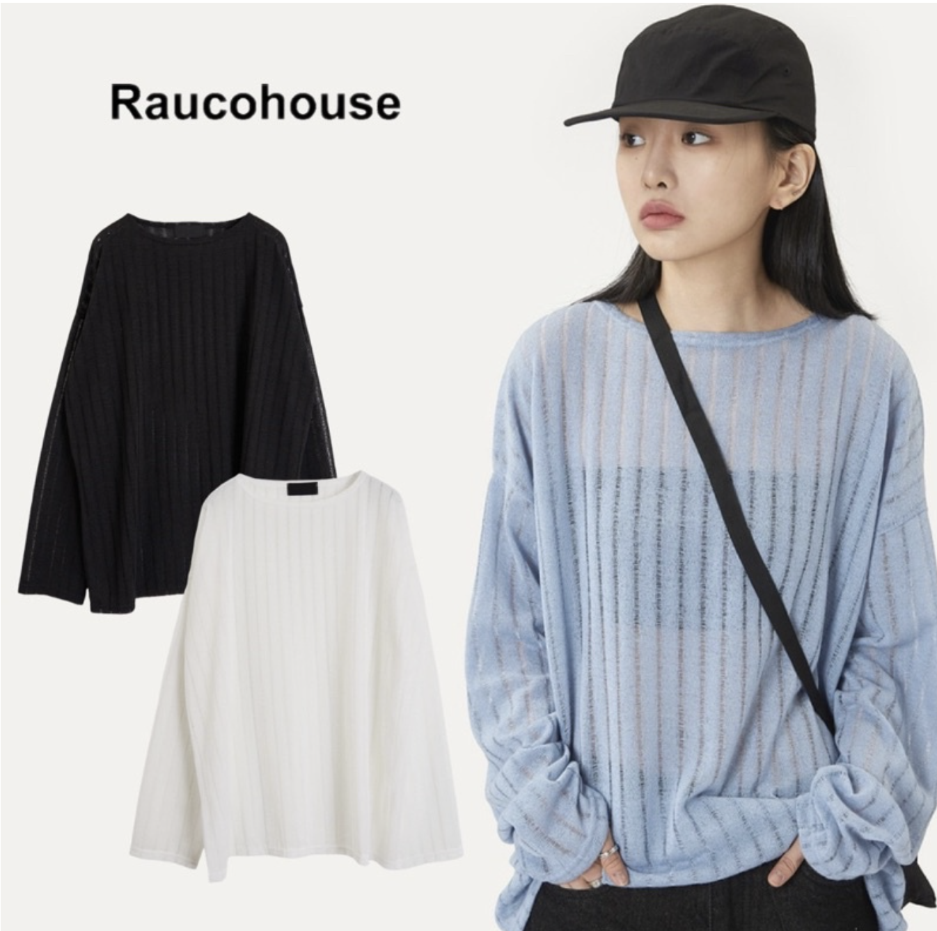 🇰🇷韓國 Raucohouse 直紋針織薄紗長袖 長袖 薄長袖 針織 針織長袖