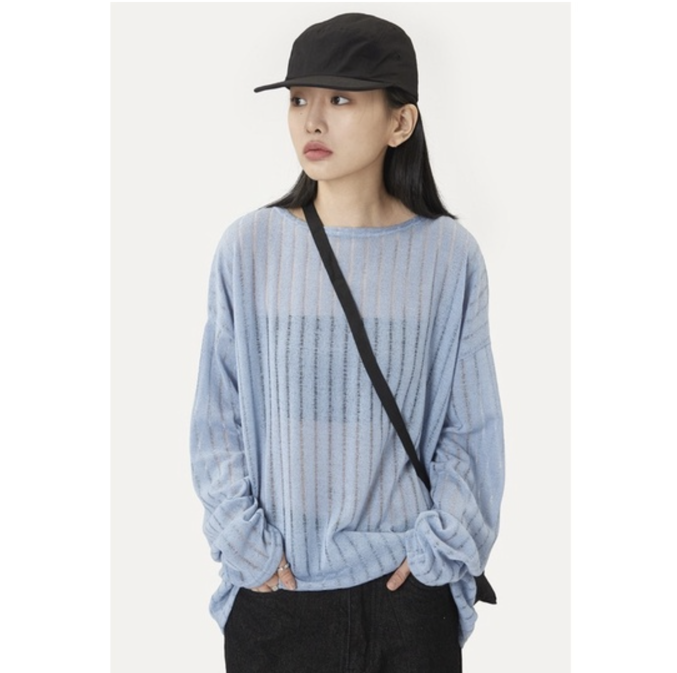 🇰🇷韓國 Raucohouse 直紋針織薄紗長袖 長袖 薄長袖 針織 針織長袖