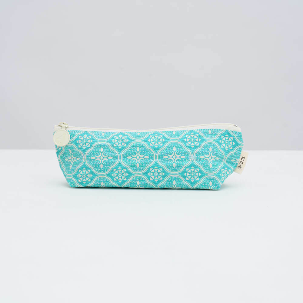 Pencil Case/Begonia Glass Pattern/Crystal Green