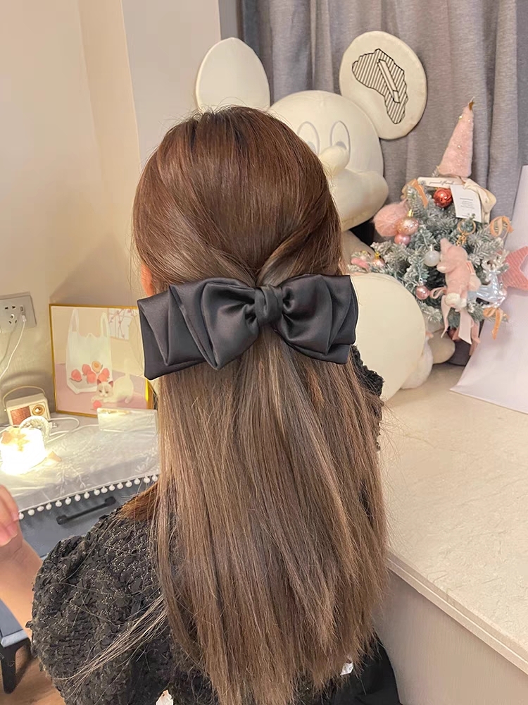 French Haute Couture Satin Triple Ribbon Hair Clip