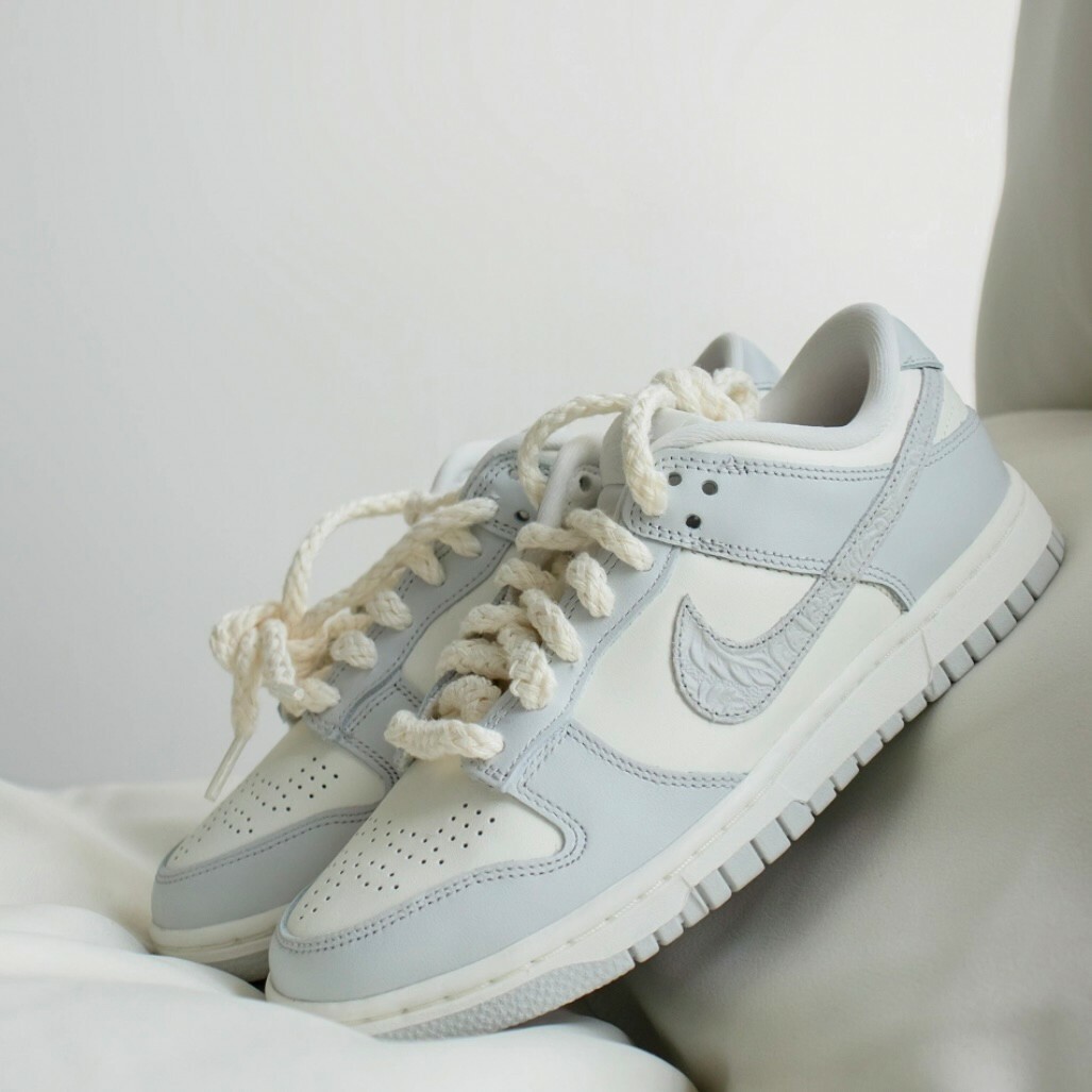 Nike Dunk Low Needlework 浮雕 壓紋 麻繩 骨白灰白低筒休閒鞋