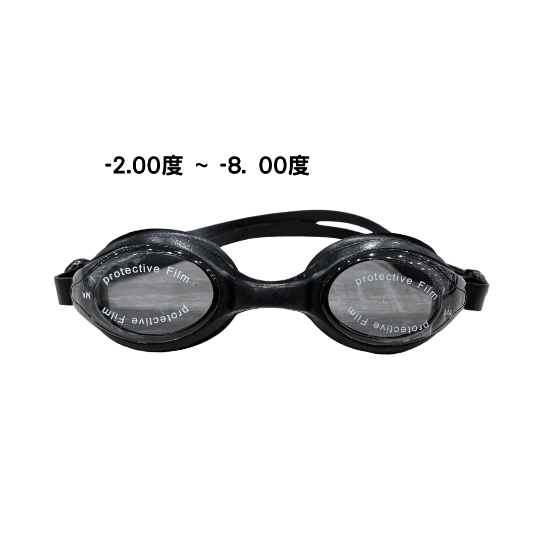 ※日大rida  矽膠泳鏡-近視鏡片款 (全黑)