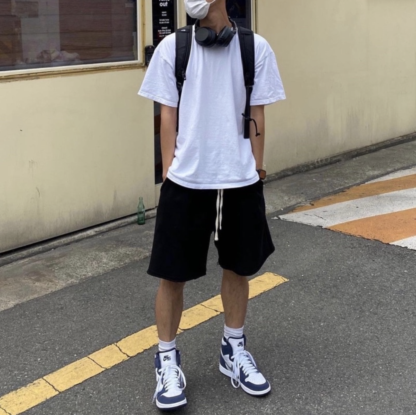 JIN UNIVERSAL 不修邊休閒棉短褲 短褲 棉褲休閒抽繩 不修邊 FOG風格 平價穿搭