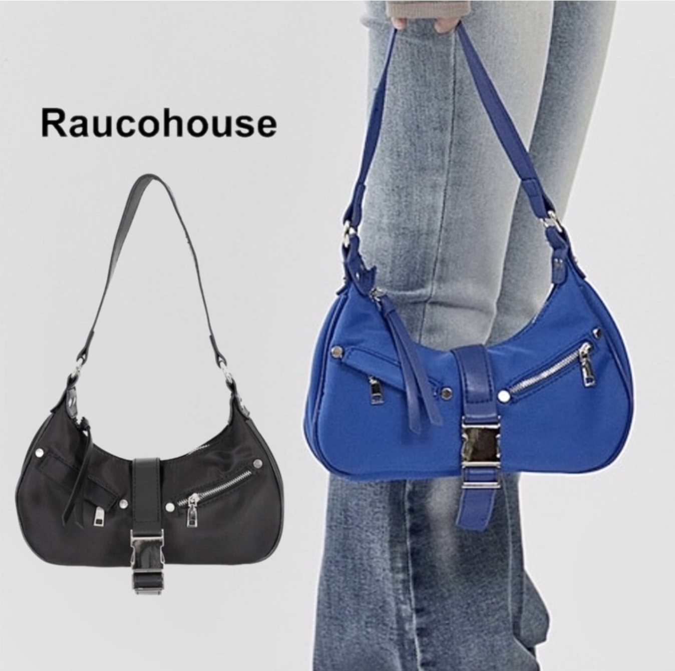 韓國 Raucohouse (SALE)  Y2K 金屬風格機車手拿包 金屬 機車包 手提包 手拿包 肩背包 小包