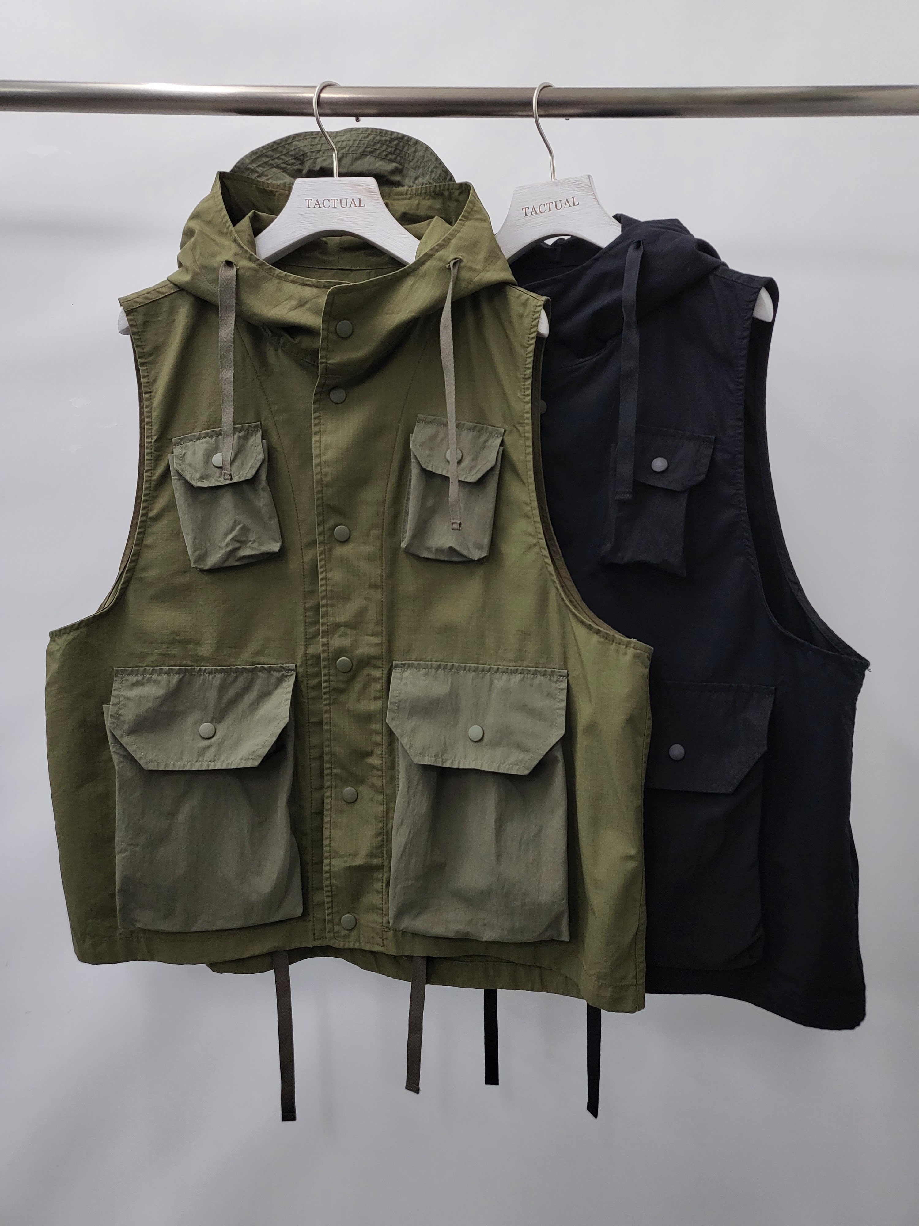 連帽開胸背心褸 V996