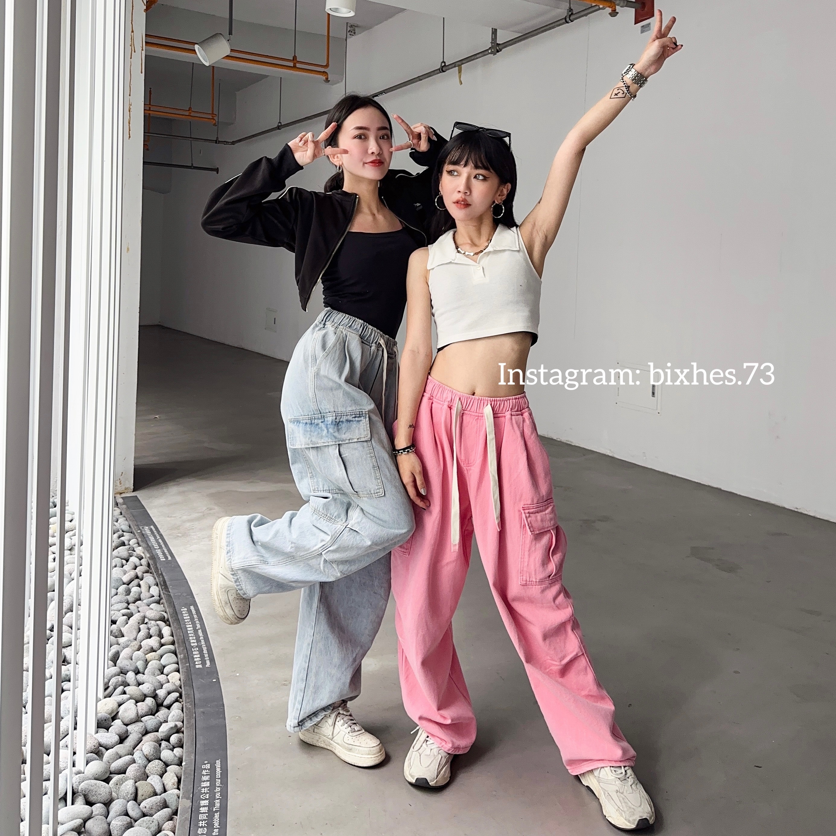 廠商自訂重工寬版抽繩牛仔褲(E00027)