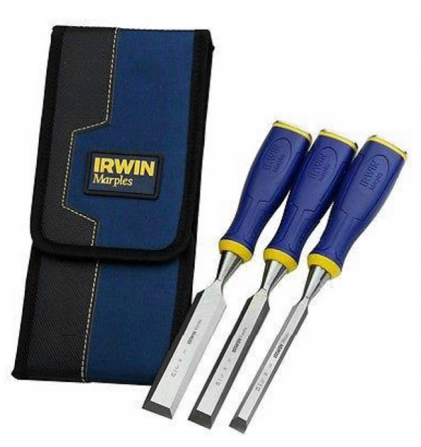 "IRWIN" (3件套)(MS500)套裝手柄帶敲擊帽木工斜口鑿