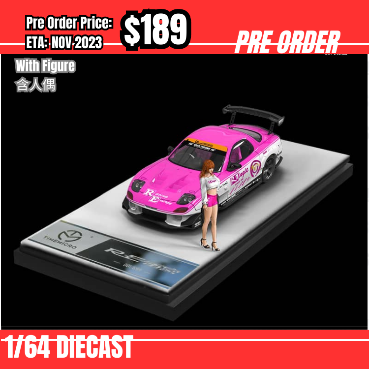 PO-$189 * Time Micro * 1:64 RX-7 FD3S RE Amemiya Pink w/ Figure [05/08]