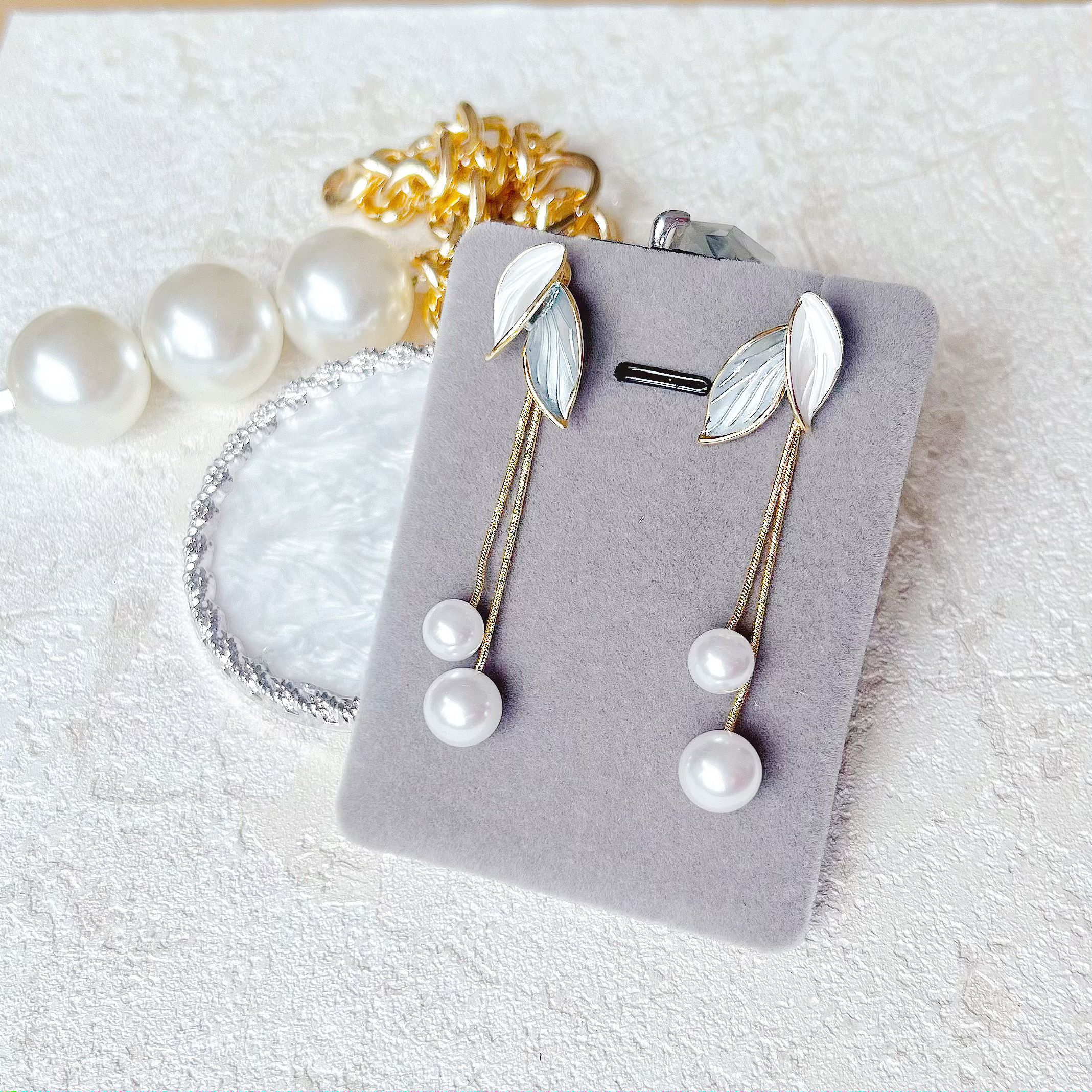 PY FASHION ACCESSORY: 兩種戴法雙色金針珠珠耳環（珠珠可拆走當耳釘）