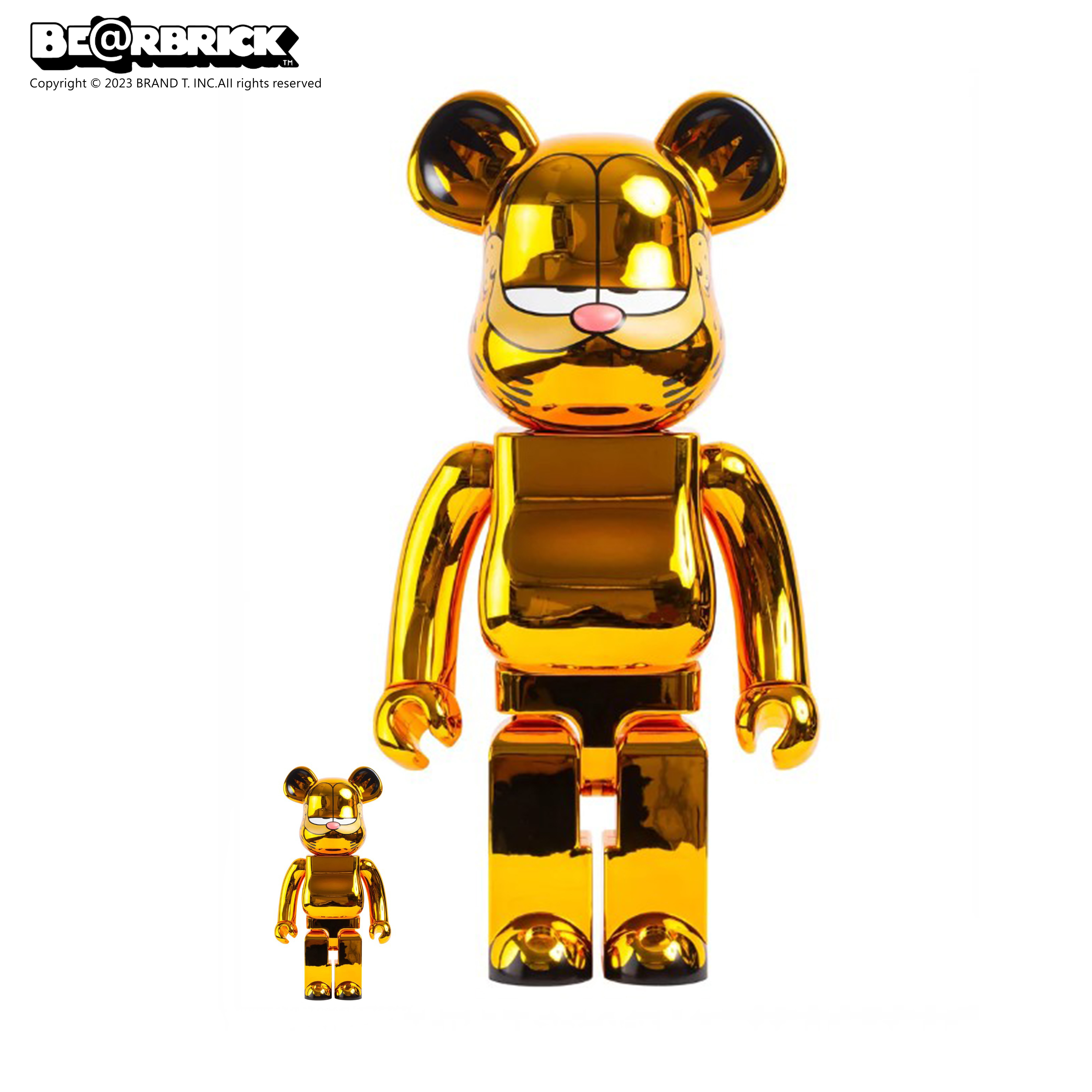 BE@RBRICK】 100% & 400% GARFIELD GOLD CHROME Ver. 金色電鍍加