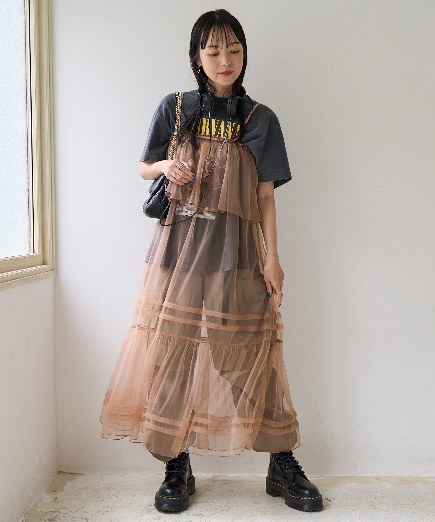 SELECT / tulle frill One-piece