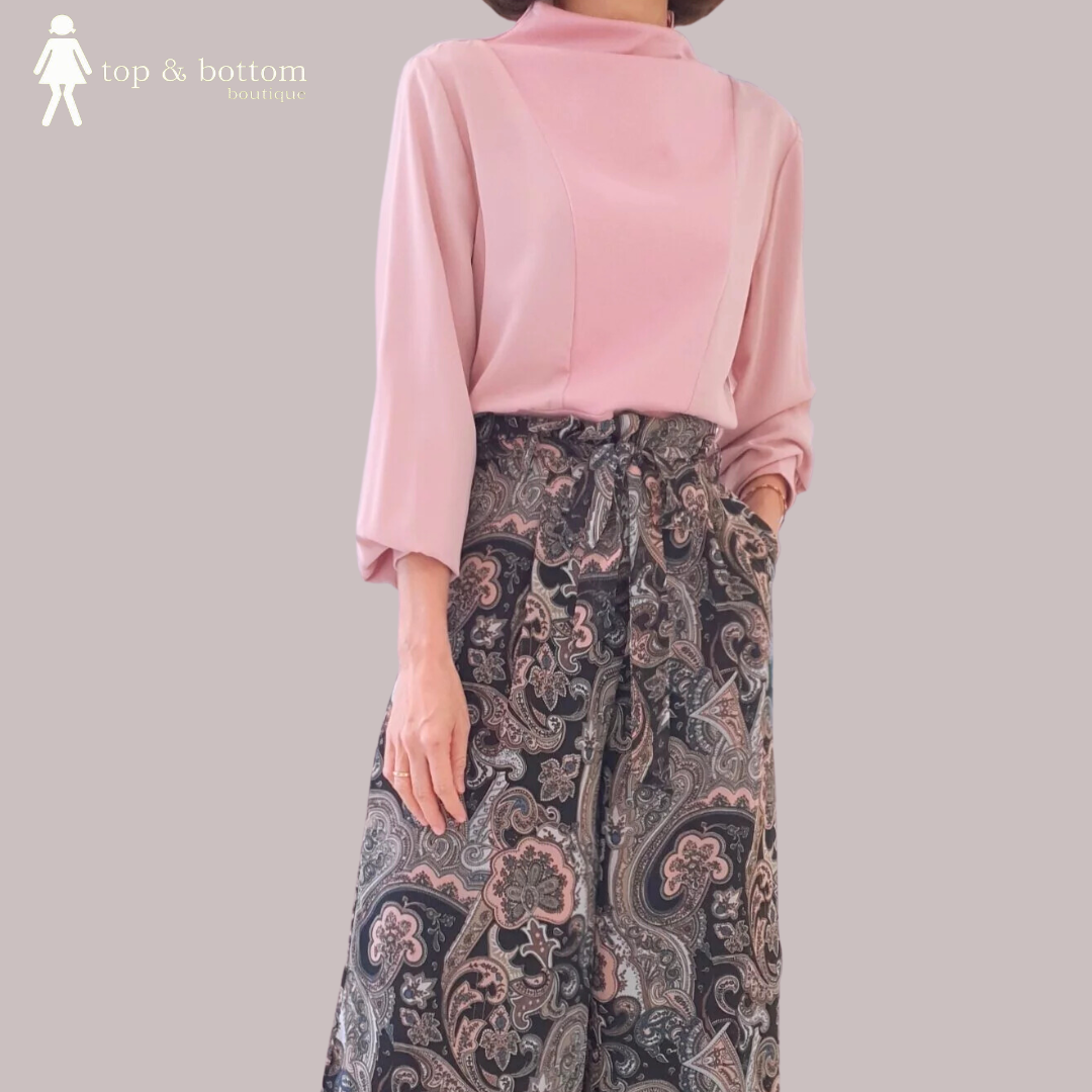 MOCK NECK L/SLEEVE BLOUSE